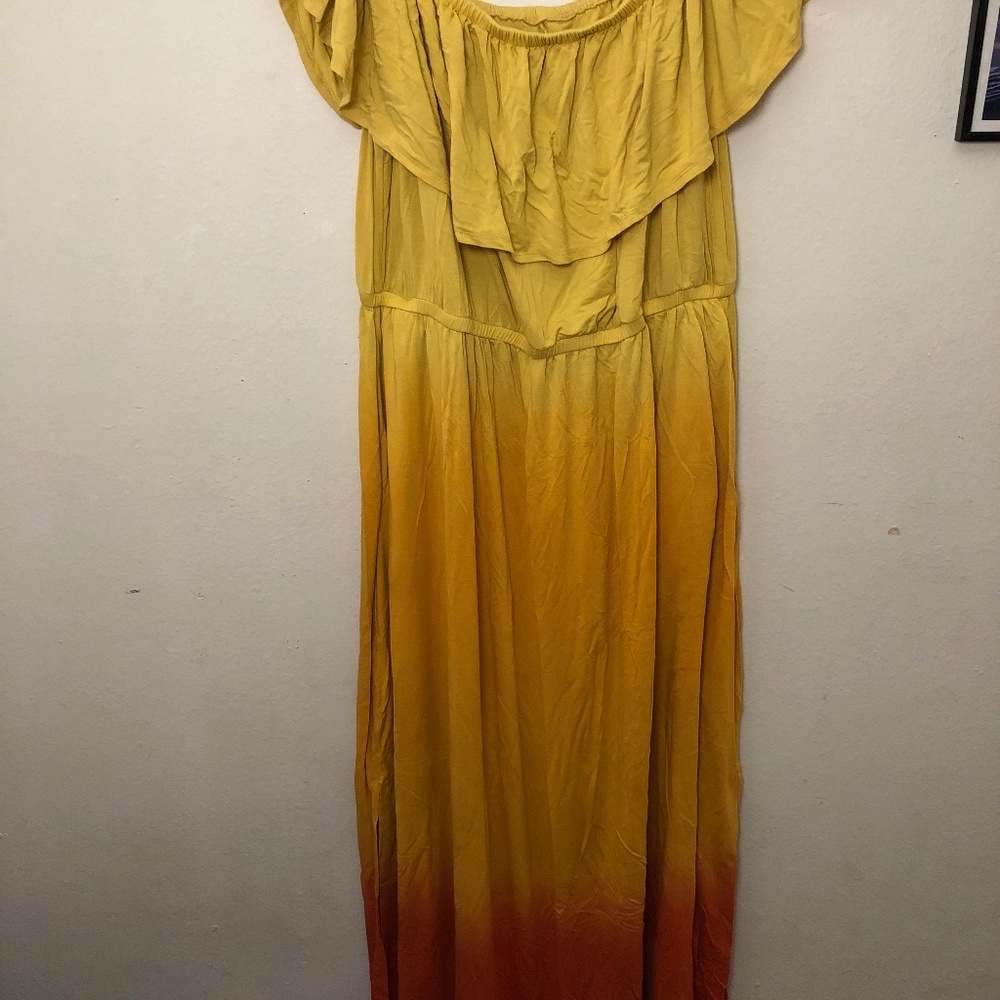 Lane Bryant Off the Shoulder Yellow Ombré dress